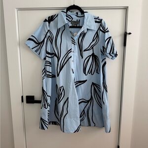 Anthropologie Blue and Black Casual Button Down Shirt